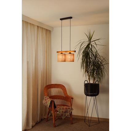 Brilagi - Candeeiro suspenso FOREST 2xE27/15W/230V pinho/castanho/preto