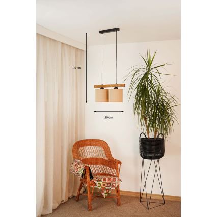 Brilagi - Candeeiro suspenso FOREST 2xE27/15W/230V pinho/castanho/preto