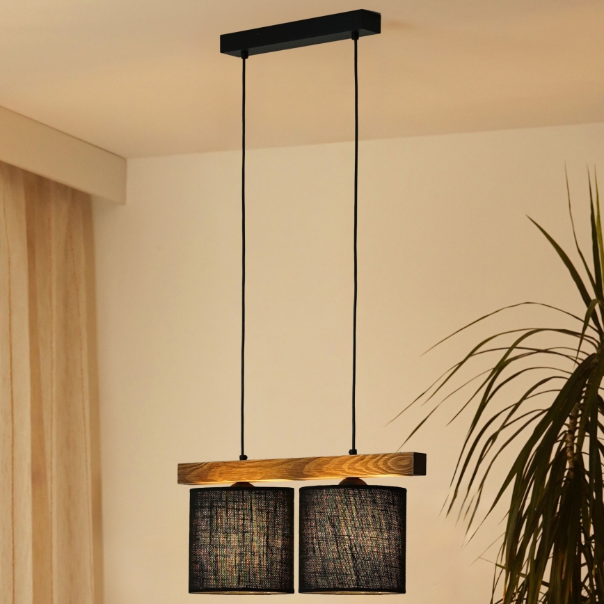 Brilagi - Candeeiro suspenso FOREST 2xE27/15W/230V pinho/preto