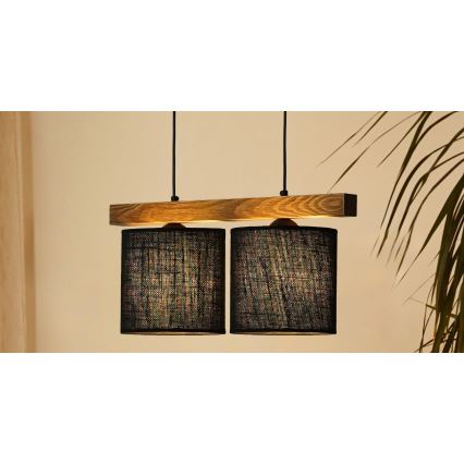 Brilagi - Candeeiro suspenso FOREST 2xE27/15W/230V pinho/preto