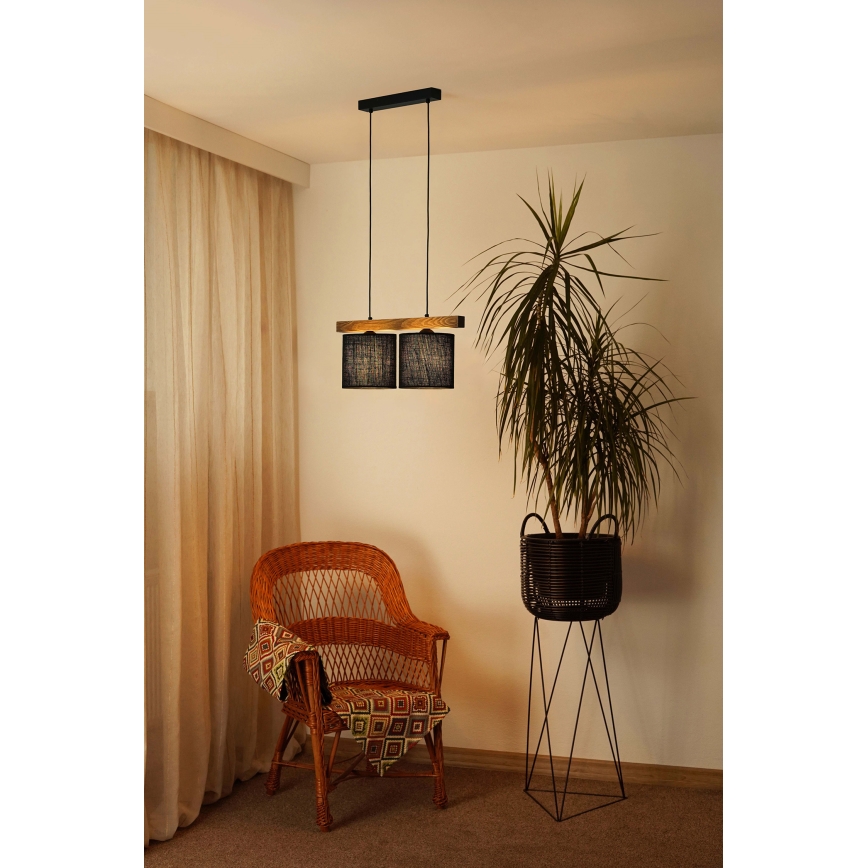 Brilagi - Candeeiro suspenso FOREST 2xE27/15W/230V pinho/preto