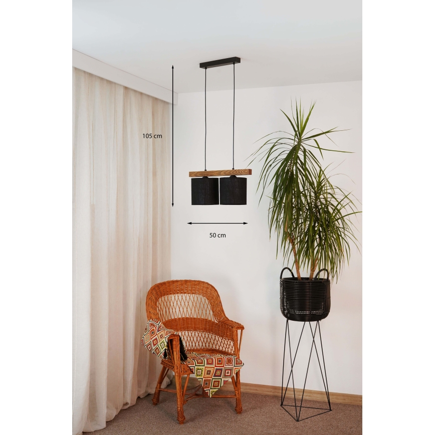 Brilagi - Candeeiro suspenso FOREST 2xE27/15W/230V pinho/preto