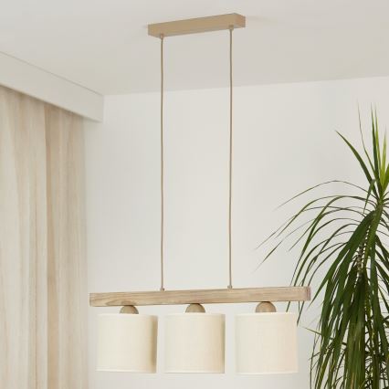 Brilagi - Candeeiro suspenso FOREST 3xE27/15W/230V pinho/castanho/creme