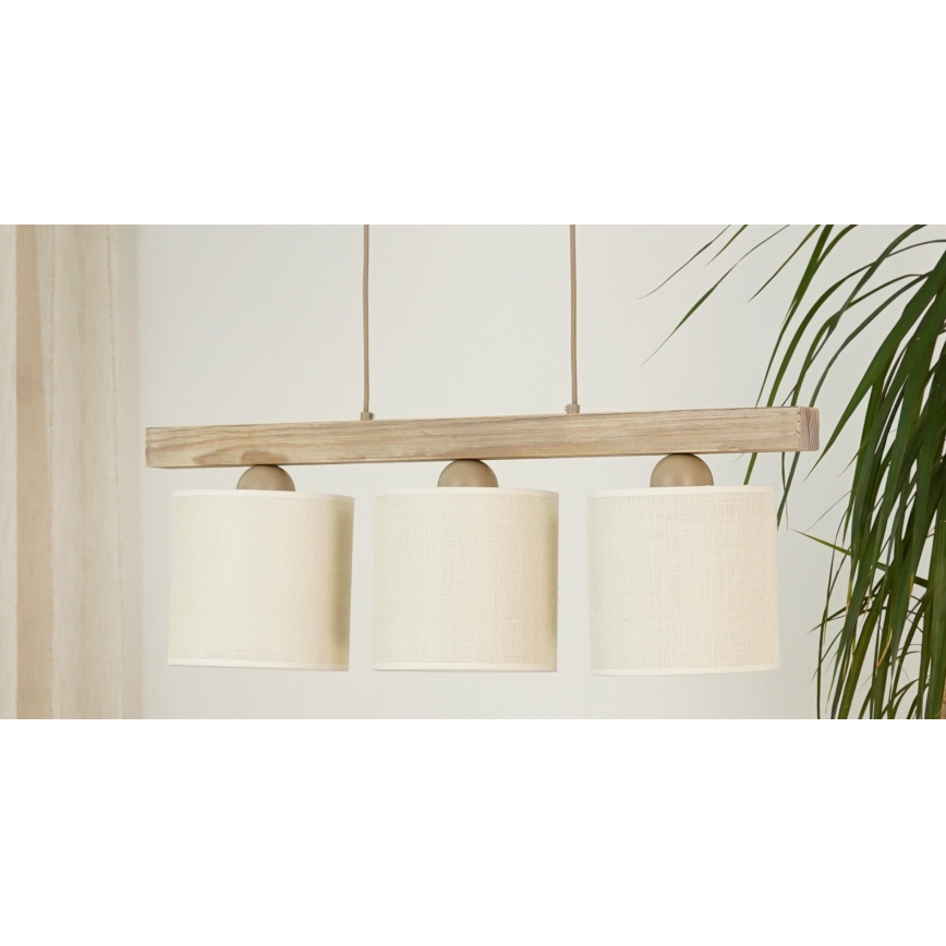 Brilagi - Candeeiro suspenso FOREST 3xE27/15W/230V pinho/castanho/creme