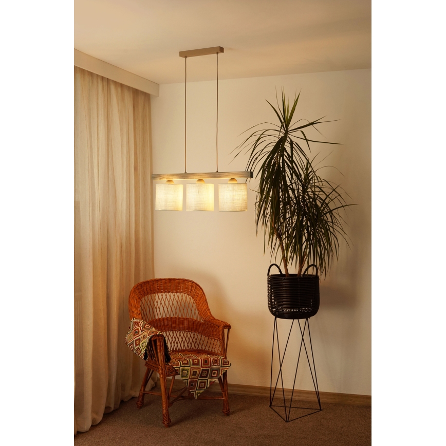 Brilagi - Candeeiro suspenso FOREST 3xE27/15W/230V pinho/castanho/creme