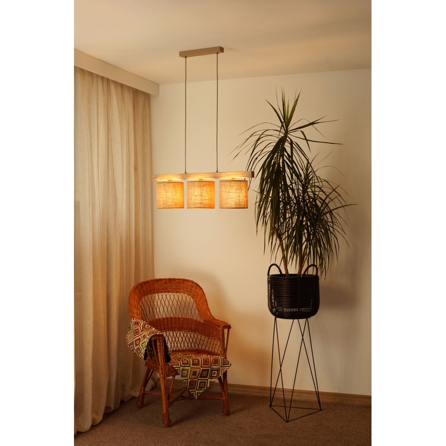 Brilagi - Candeeiro suspenso FOREST 3xE27/15W/230V pinho/castanho