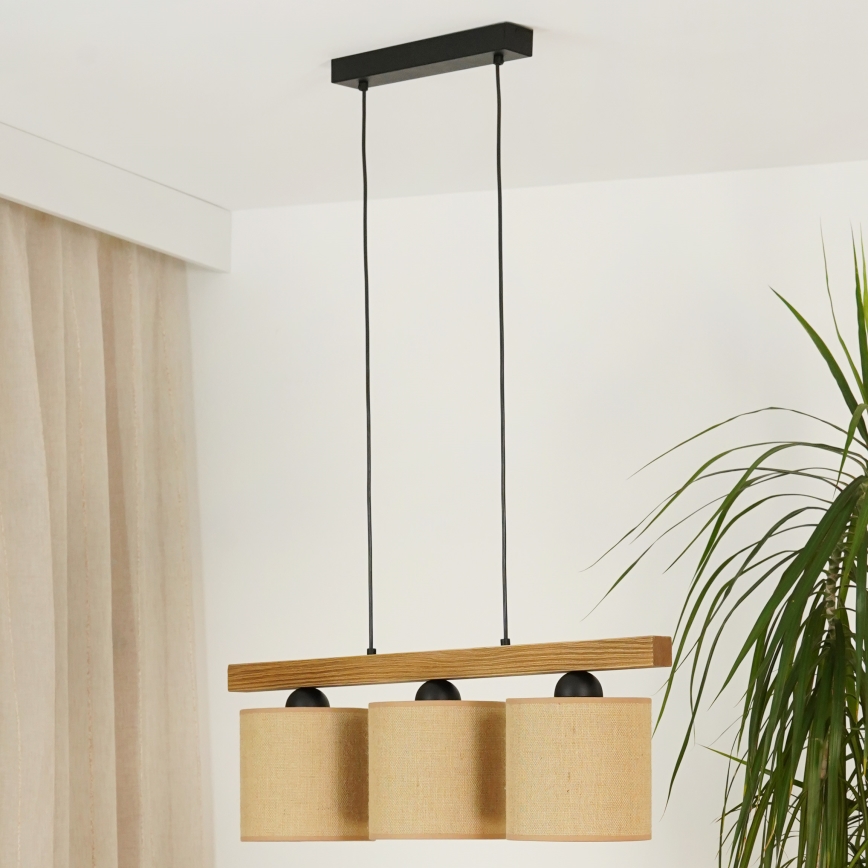 Brilagi - Candeeiro suspenso FOREST 3xE27/15W/230V pinho/castanho/preto