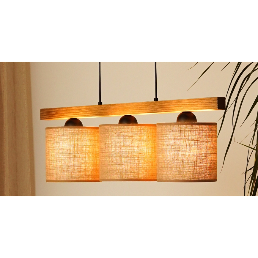 Brilagi - Candeeiro suspenso FOREST 3xE27/15W/230V pinho/castanho/preto