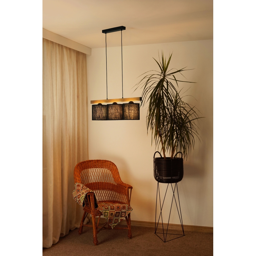 Brilagi - Candeeiro suspenso FOREST 3xE27/15W/230V pinho/preto