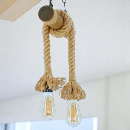 Brilagi - Candeeiro suspenso KOS 2xE27/60W/230V faia