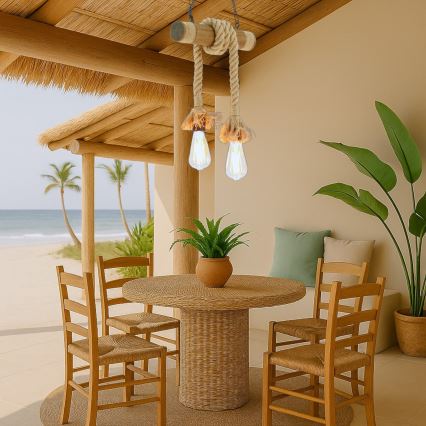 Brilagi - Candeeiro suspenso KOS 2xE27/60W/230V faia