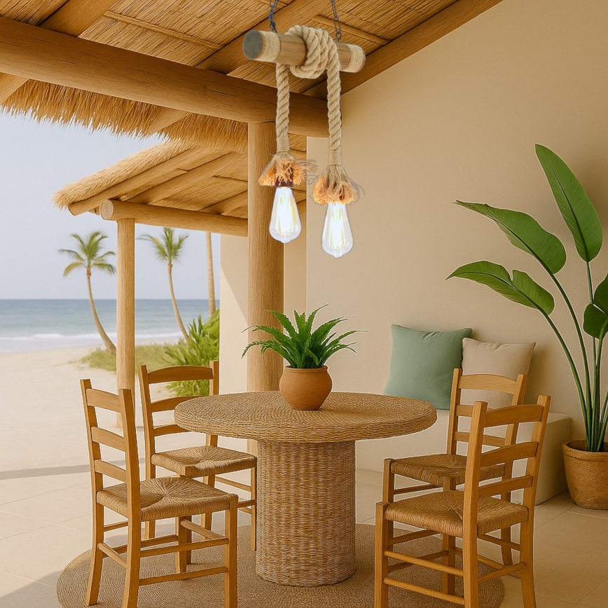 Brilagi - Candeeiro suspenso KOS 2xE27/60W/230V faia