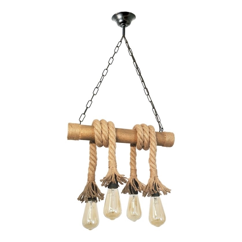 Brilagi - Candeeiro suspenso KOS 4xE27/60W/230V faia