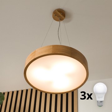 Brilagi - Candeeiro suspenso LED CARVALHO 3xE27/60W/230V carvalho diâmetro 47,5 cm