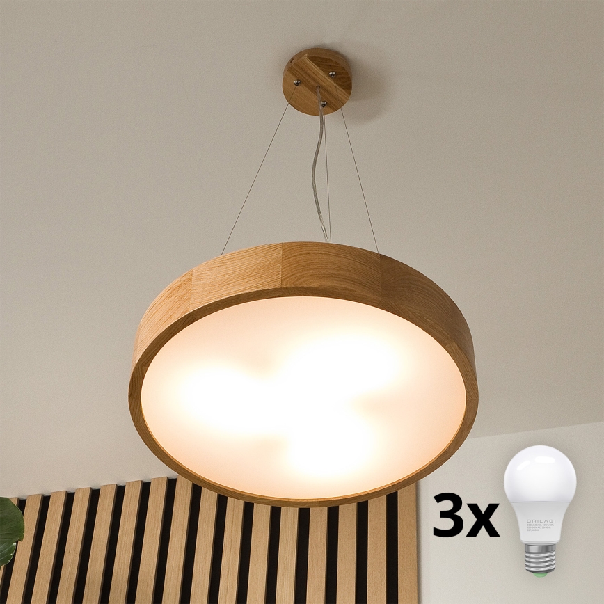 Brilagi - Candeeiro suspenso LED CARVALHO 3xE27/60W/230V carvalho diâmetro 47,5 cm