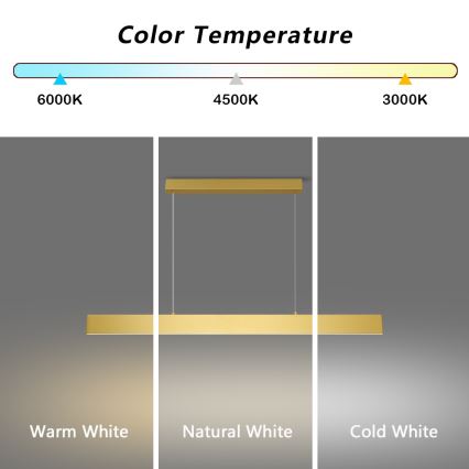 Brilagi - Candeeiro suspenso LED com regulação SLIMLINE LED/40W/230V 3000-6000K dourado + comando