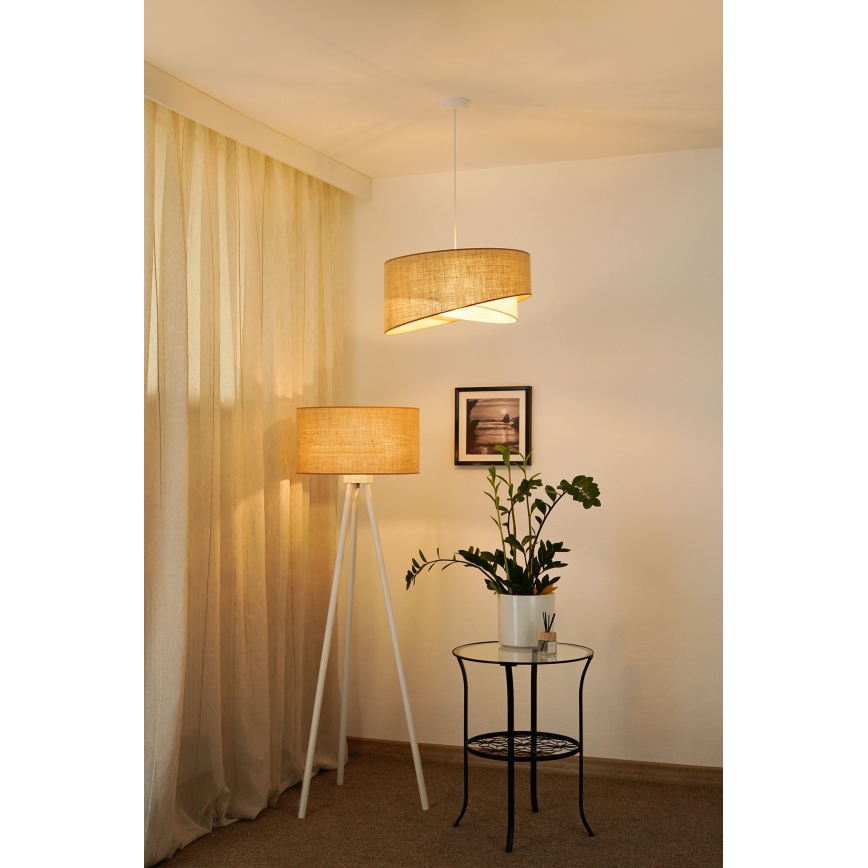 Brilagi - Candeeiro suspenso LED LYRA 1xE27/15W/230V bege/creme