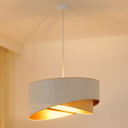 Brilagi - Candeeiro suspenso LED LYRA 1xE27/15W/230V branco/bege/dourado