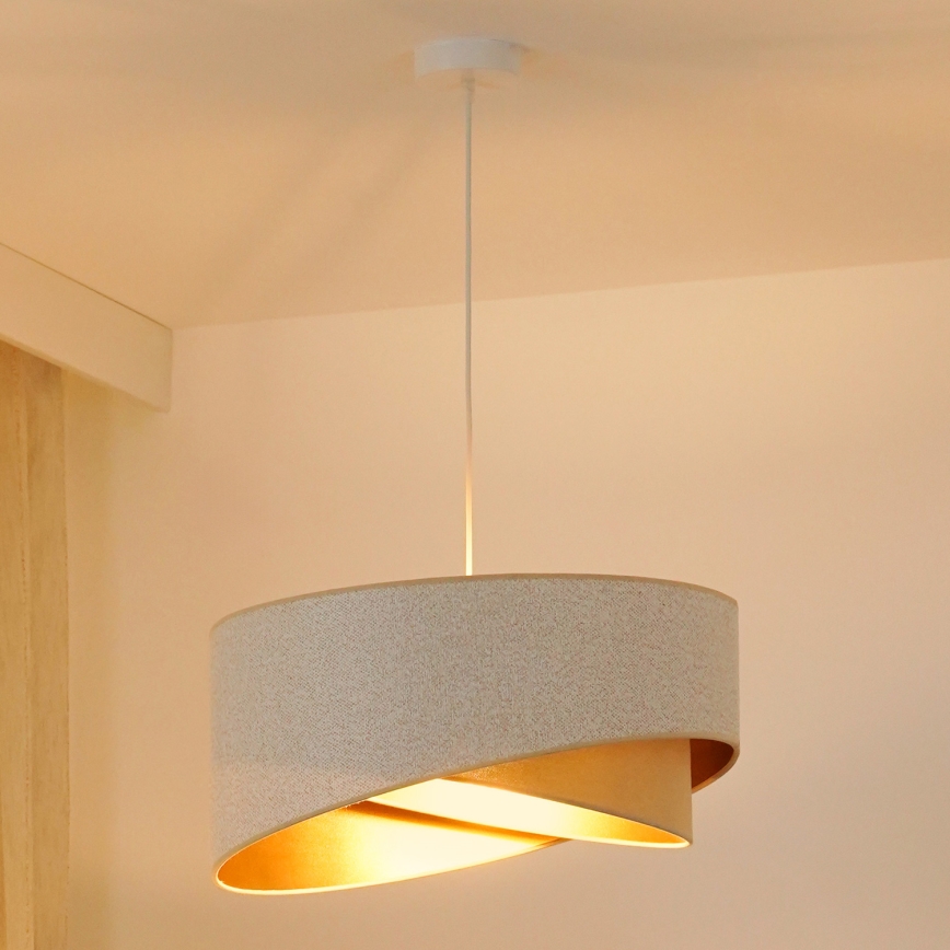 Brilagi - Candeeiro suspenso LED LYRA 1xE27/15W/230V branco/bege/dourado
