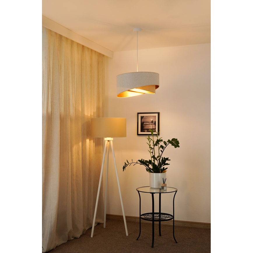 Brilagi - Candeeiro suspenso LED LYRA 1xE27/15W/230V branco/bege/dourado