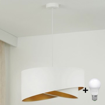 Brilagi - Candeeiro suspenso LED LYRA 1xE27/15W/230V branco/dourado