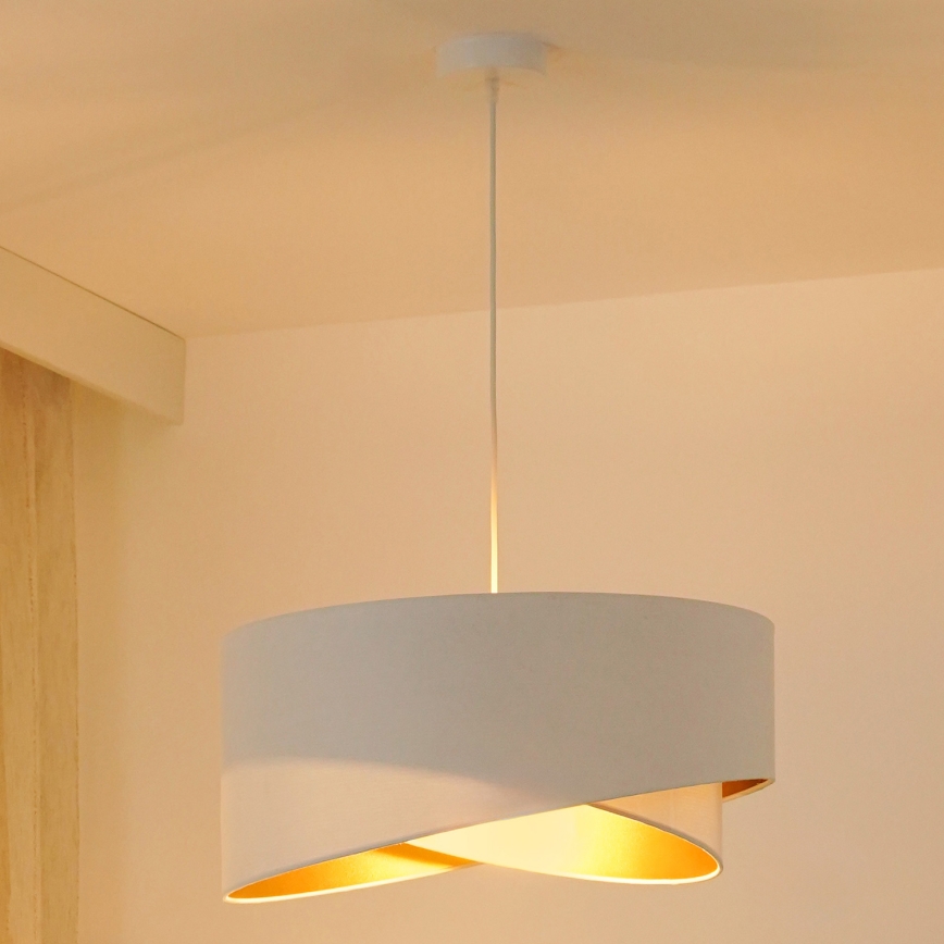 Brilagi - Candeeiro suspenso LED LYRA 1xE27/15W/230V branco/dourado