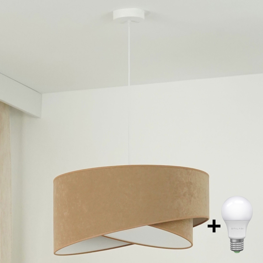 Brilagi - Candeeiro suspenso LED LYRA 1xE27/15W/230V castanho/branco