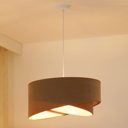 Brilagi - Candeeiro suspenso LED LYRA 1xE27/15W/230V castanho/branco
