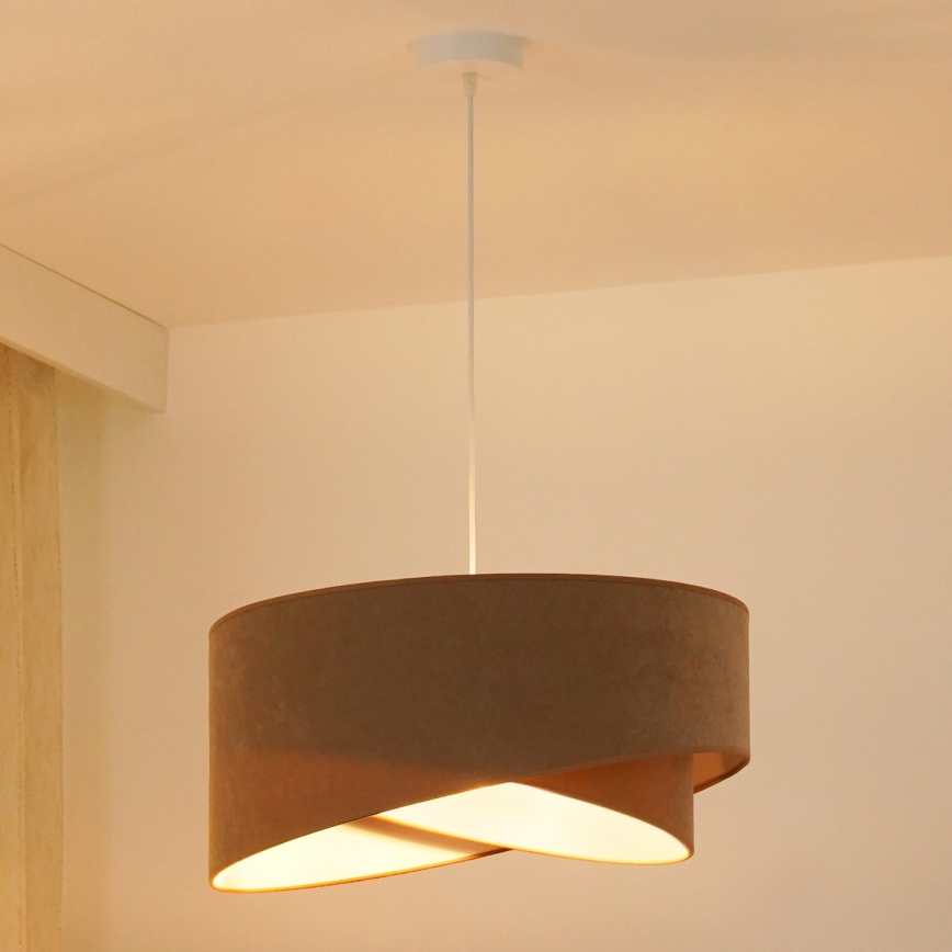 Brilagi - Candeeiro suspenso LED LYRA 1xE27/15W/230V castanho/branco