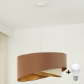 Brilagi - Candeeiro suspenso LED LYRA 1xE27/15W/230V castanho/creme/dourado