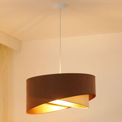 Brilagi - Candeeiro suspenso LED LYRA 1xE27/15W/230V castanho/creme/dourado
