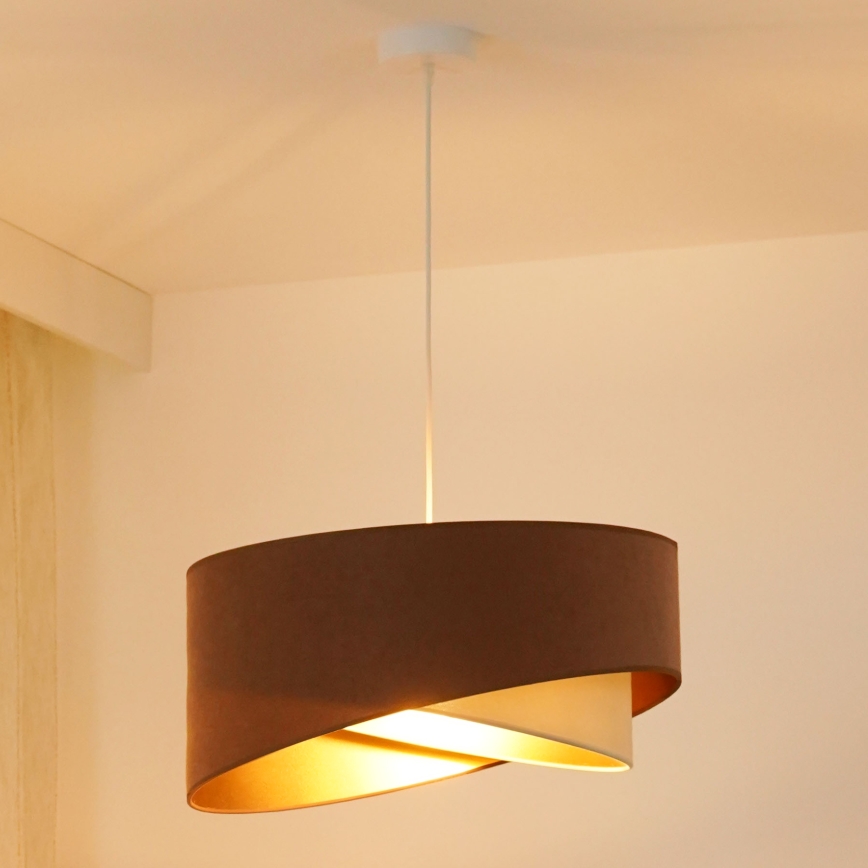 Brilagi - Candeeiro suspenso LED LYRA 1xE27/15W/230V castanho/creme/dourado