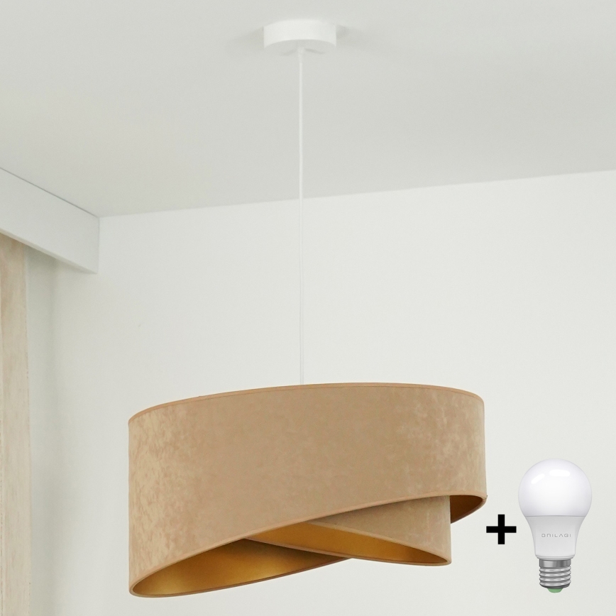 Brilagi - Candeeiro suspenso LED LYRA 1xE27/15W/230V castanho/dourado