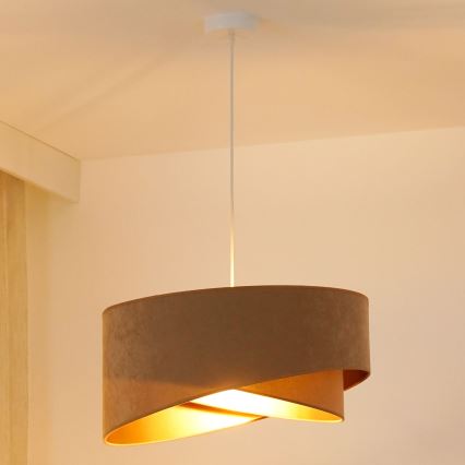 Brilagi - Candeeiro suspenso LED LYRA 1xE27/15W/230V castanho/dourado