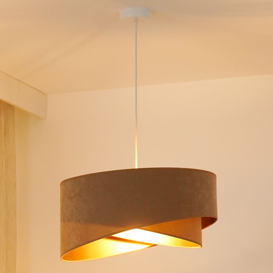 Brilagi - Candeeiro suspenso LED LYRA 1xE27/15W/230V castanho/dourado