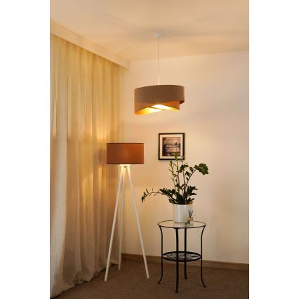 Brilagi - Candeeiro suspenso LED LYRA 1xE27/15W/230V castanho/dourado