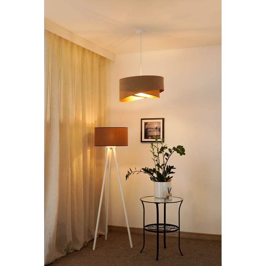 Brilagi - Candeeiro suspenso LED LYRA 1xE27/15W/230V castanho/dourado
