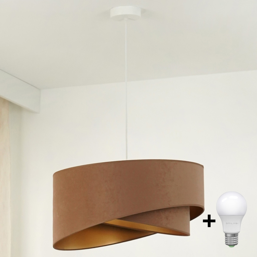 Brilagi - Candeeiro suspenso LED LYRA 1xE27/15W/230V castanho/dourado