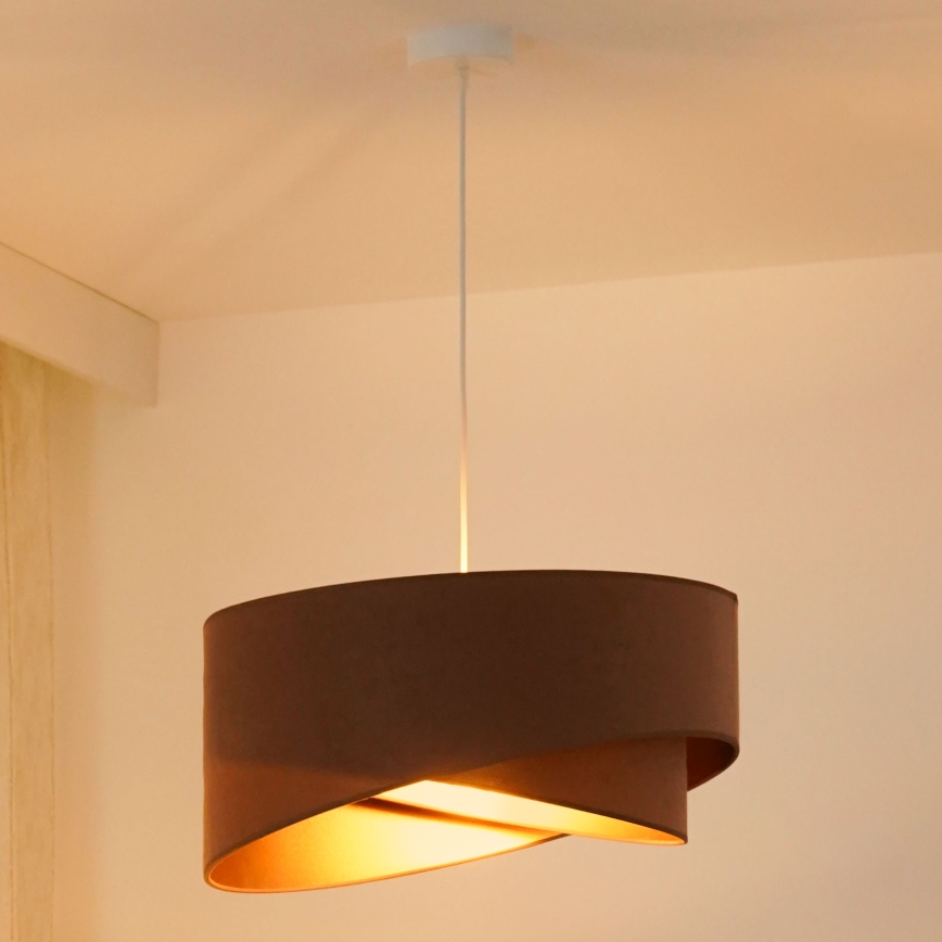 Brilagi - Candeeiro suspenso LED LYRA 1xE27/15W/230V castanho/dourado