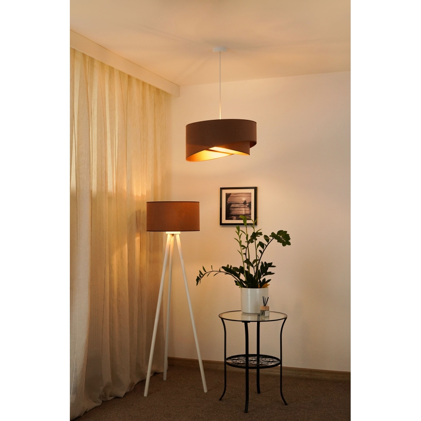 Brilagi - Candeeiro suspenso LED LYRA 1xE27/15W/230V castanho/dourado