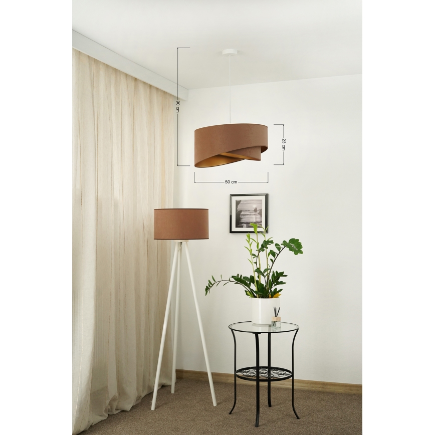 Brilagi - Candeeiro suspenso LED LYRA 1xE27/15W/230V castanho/dourado