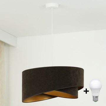 Brilagi - Candeeiro suspenso LED LYRA 1xE27/15W/230V castanho escuro/dourado