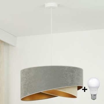 Brilagi - Candeeiro suspenso LED LYRA 1xE27/15W/230V cinzento/bege/dourado