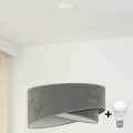 Brilagi - Candeeiro suspenso LED LYRA 1xE27/15W/230V cinzento/branco