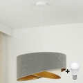 Brilagi - Candeeiro suspenso LED LYRA 1xE27/15W/230V cinzento/creme/dourado