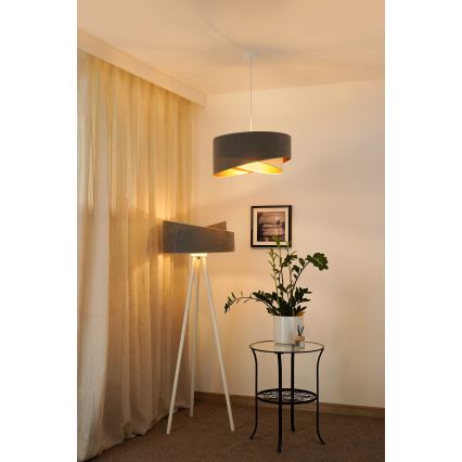 Brilagi - Candeeiro suspenso LED LYRA 1xE27/15W/230V cinzento/creme/dourado