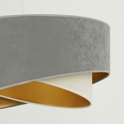 Brilagi - Candeeiro suspenso LED LYRA 1xE27/15W/230V cinzento/creme/dourado
