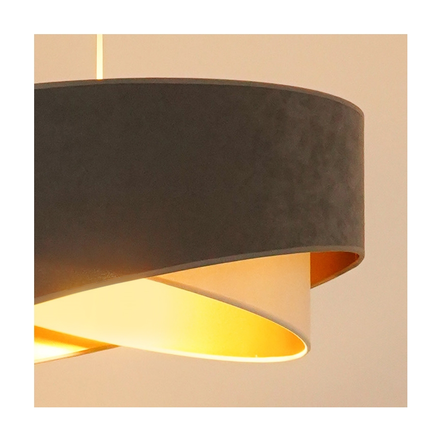Brilagi - Candeeiro suspenso LED LYRA 1xE27/15W/230V cinzento/creme/dourado