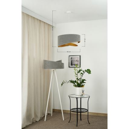Brilagi - Candeeiro suspenso LED LYRA 1xE27/15W/230V cinzento/creme/dourado
