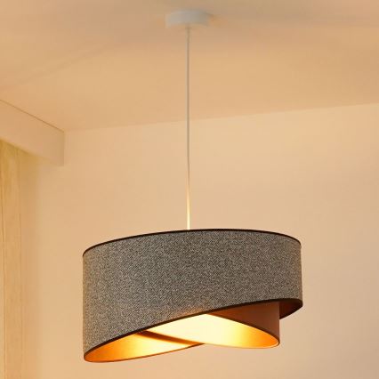 Brilagi - Candeeiro suspenso LED LYRA 1xE27/15W/230V cinzento/creme/dourado
